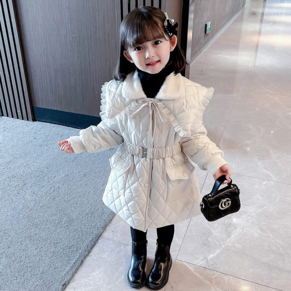 Geaca de iarna captusita pentru fete cu curea si cravate