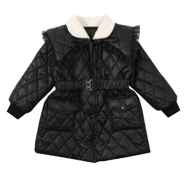 Geaca de iarna captusita pentru fete cu curea si cravate