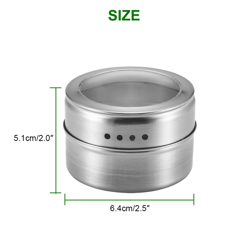 Set de borcane magnetice pentru condimente cu autocolante Cutii de condimente din oțel inoxidabil Recipient de depozitare pentru condimente Piper spray pentru condimente Instrumente Borcan de condimente