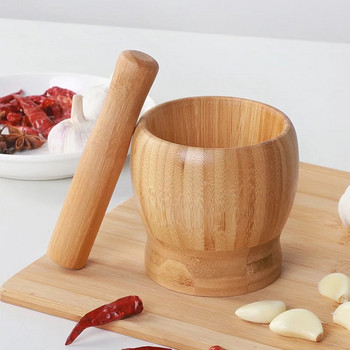Σετ γουδοχέρι κονιάματος 1 ΤΕΜ Banboo Multi-Functional Garlic Press and Manual Spices Μύλος Εργαλεία κουζίνας