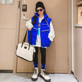 Vesta de iarna pentru copii cu fermoar si buzunar pentru fete