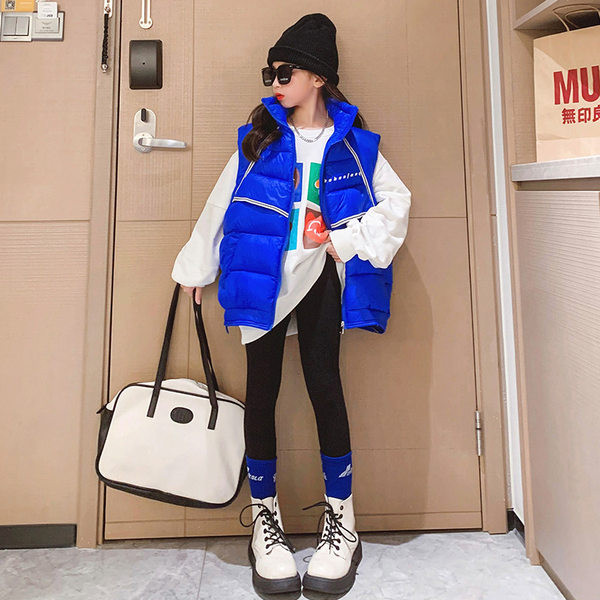 Vesta de iarna pentru copii cu fermoar si buzunar pentru fete