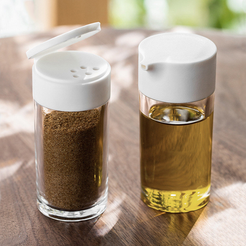 Japán stílusú kis fűszeres palack só bors por barbecue olaj locsoló palack levegő lyuk olajszabályzó olajedény kihajtható fedele