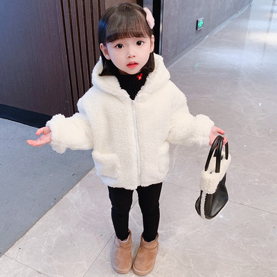 Palton de puf pentru copii cu buzunar și glugă