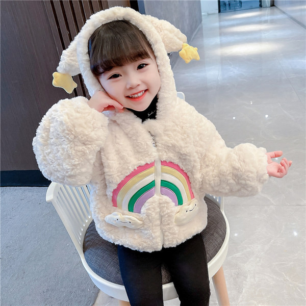 Vaikiška žieminė striukė su gobtuvu, aplikacijomis ir užtrauktuku mergaitėms