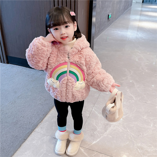 Vaikiška žieminė striukė su gobtuvu, aplikacijomis ir užtrauktuku mergaitėms