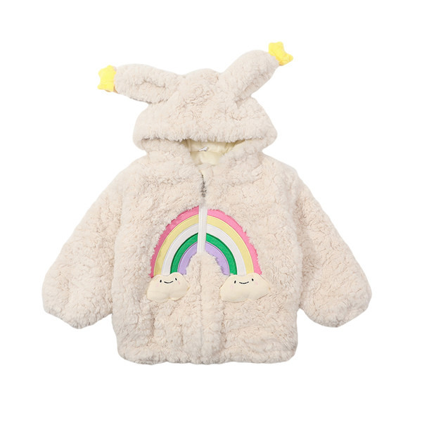 Vaikiška žieminė striukė su gobtuvu, aplikacijomis ir užtrauktuku mergaitėms