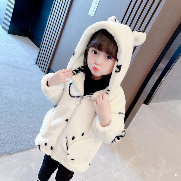 Palton de puf pentru copii cu fermoar și glugă