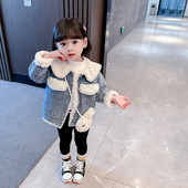 Jachetă din denim de iarnă cu căptușeală caldă și închidere cu nasturi