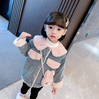 Jachetă din denim de iarnă cu căptușeală caldă și închidere cu nasturi