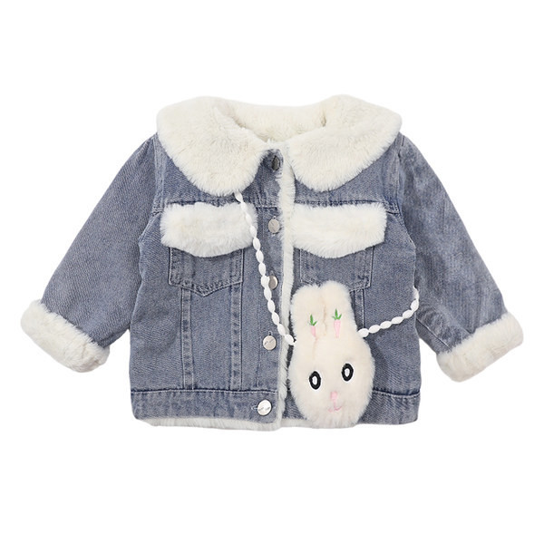 Jachetă din denim de iarnă cu căptușeală caldă și închidere cu nasturi