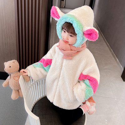 Palton de puf pentru fete cu urechi decorative