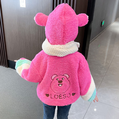 Palton de puf pentru fete cu urechi decorative