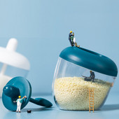 Prozirne kreativne japanske kuhinjske okrugle posude za začine sa žlicom otporne na vlagu i prašinu