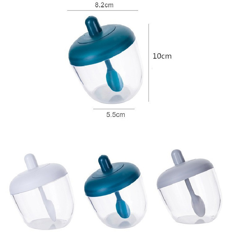 Prozirne kreativne japanske kuhinjske okrugle posude za začine sa žlicom otporne na vlagu i prašinu