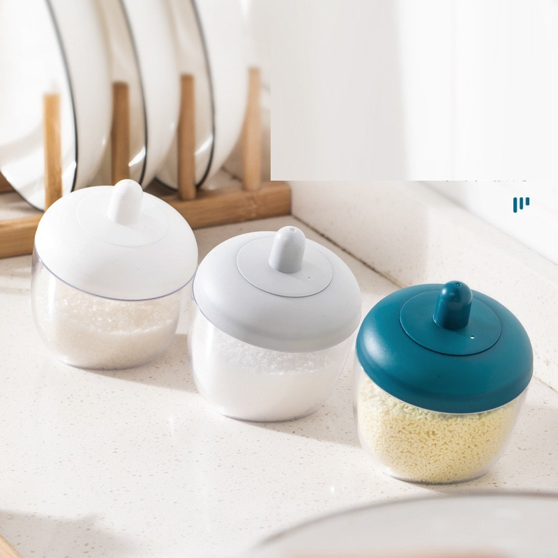 Prozirne kreativne japanske kuhinjske okrugle posude za začine sa žlicom otporne na vlagu i prašinu