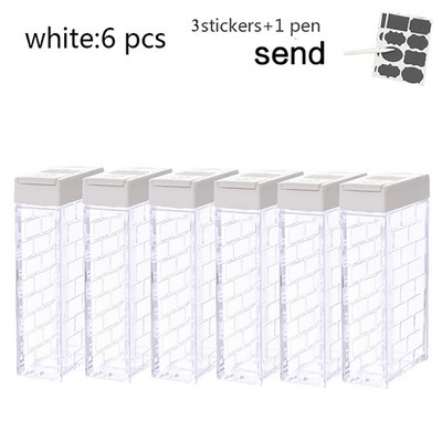 Átlátszó fűszertartó készlet Só-bors fűszeres üveg Színes fedél Konyhai fűszerkeverék tároló tartály Fűszertartó