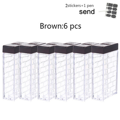 Átlátszó fűszertartó készlet Só-bors fűszeres üveg Színes fedél Konyhai fűszerkeverék tároló tartály Fűszertartó