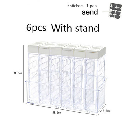 Átlátszó fűszertartó készlet Só-bors fűszeres üveg Színes fedél Konyhai fűszerkeverék tároló tartály Fűszertartó