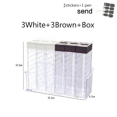 Átlátszó fűszertartó készlet Só-bors fűszeres üveg Színes fedél Konyhai fűszerkeverék tároló tartály Fűszertartó