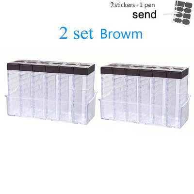 Átlátszó fűszertartó készlet Só-bors fűszeres üveg Színes fedél Konyhai fűszerkeverék tároló tartály Fűszertartó