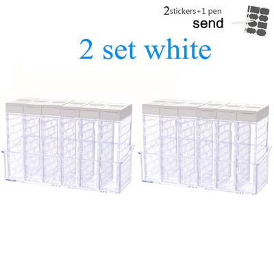 Átlátszó fűszertartó készlet Só-bors fűszeres üveg Színes fedél Konyhai fűszerkeverék tároló tartály Fűszertartó