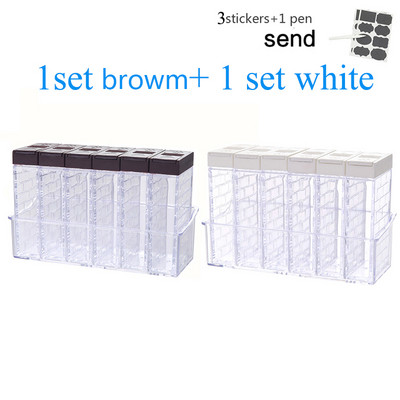 Átlátszó fűszertartó készlet Só-bors fűszeres üveg Színes fedél Konyhai fűszerkeverék tároló tartály Fűszertartó