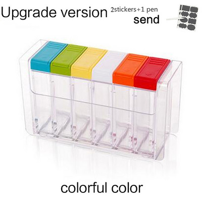 Átlátszó fűszertartó készlet Só-bors fűszeres üveg Színes fedél Konyhai fűszerkeverék tároló tartály Fűszertartó