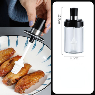 Sticla de condimente de sticla Sticla de condimente de bucatarie Sticla transparenta cu pensula de ulei Cutie de condimente de uz casnic Borcan de condimente