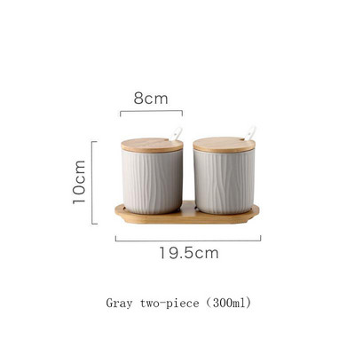 Nordic Ceramic Fűszeres tégely fedővel Kanál fűszerező edény sótartó Cukorpalack rendszerező Otthoni konyhai kellékek tárolókészlet