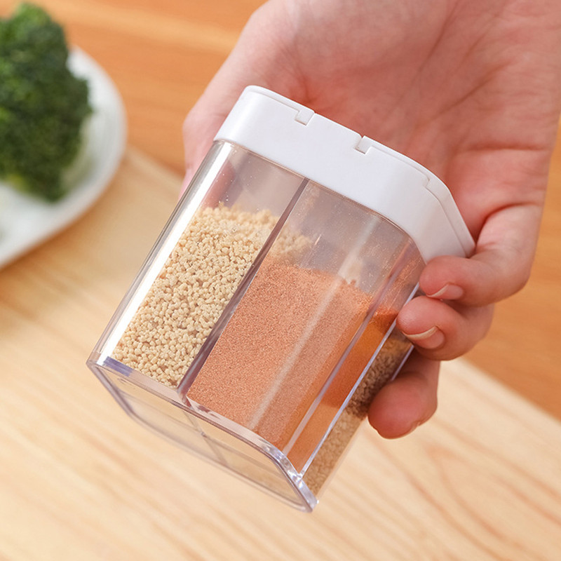 Fűszerdoboz Konyhai kellékek Cukor Só Bors Palack Köménypor Tartály Több rekeszes Fűszertároló Üvegek Eszközök GY