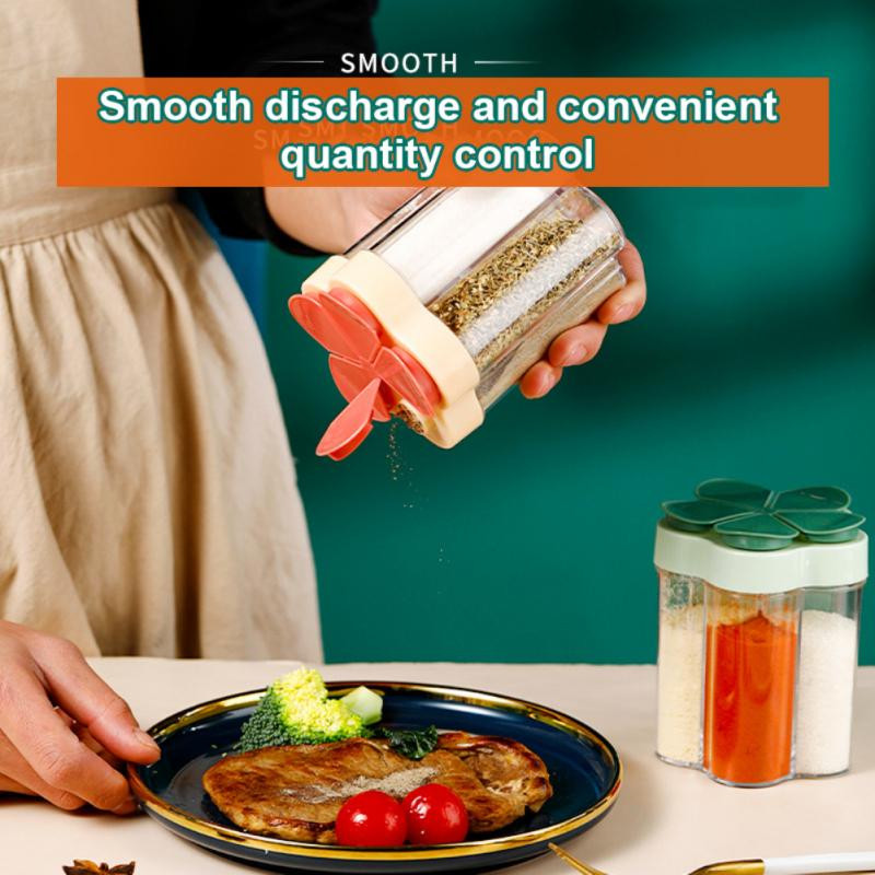 Öt az egyben átlátszó fűszerdoboz kombinációs fűszeres üveg Konyhai fűszertároló tartály Sópalack fűszerezési eszközök