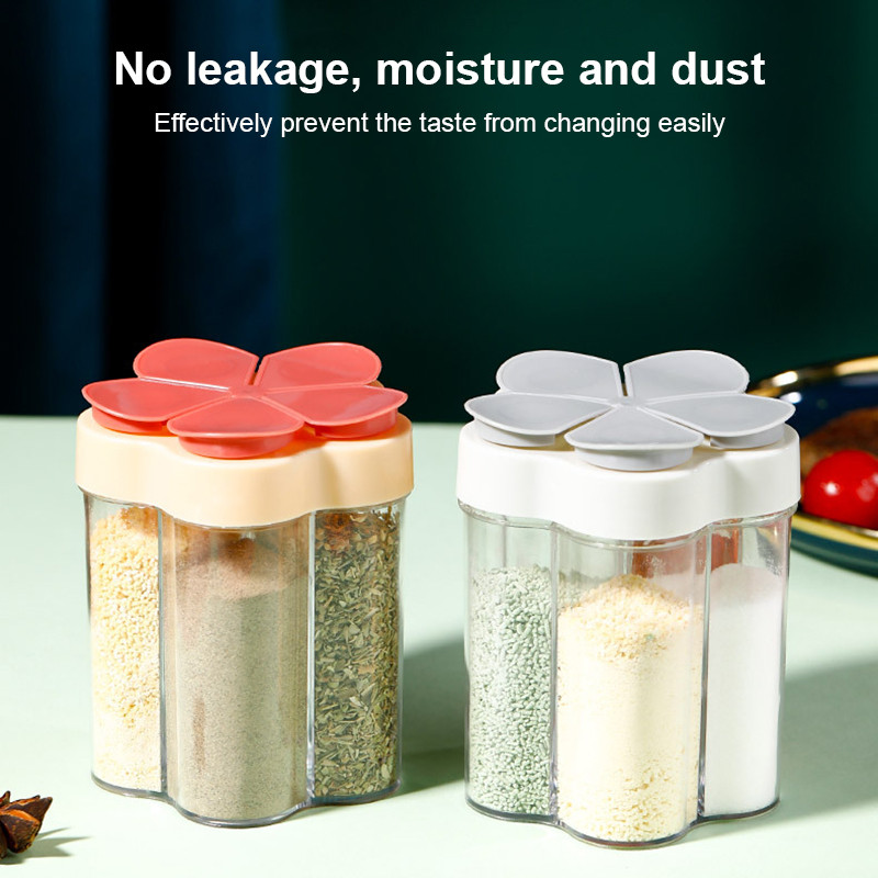 Öt az egyben átlátszó fűszerdoboz kombinációs fűszeres üveg Konyhai fűszertároló tartály Sópalack fűszerezési eszközök