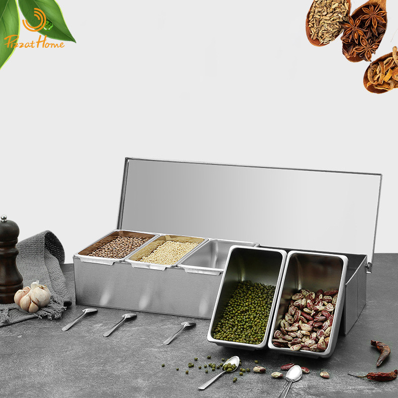 PizzAtHome 2/3/4/5/6 szakaszos fűszerező doboz rozsdamentes acél Hozzávalók doboz sajtszósz só cukor doboz fűszerüveg sütőeszköz