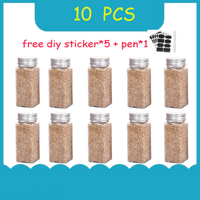 2-14 vnt. rinkinys prieskonių indelis kvadratinis stiklinis indelis prieskonių butelis virtuvė lauko stovyklavimo prieskonių indelis stiklinis sandarus stiklainis