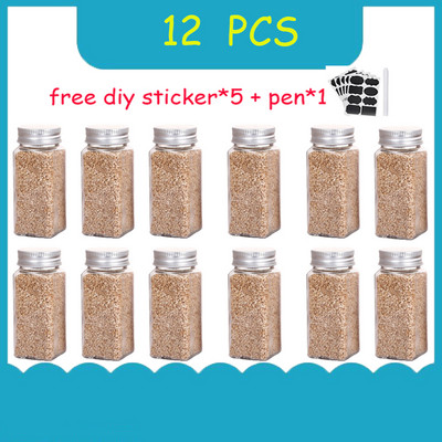 2-14 vnt. rinkinys prieskonių indelis kvadratinis stiklinis indelis prieskonių butelis virtuvė lauko stovyklavimo prieskonių indelis stiklinis sandarus stiklainis