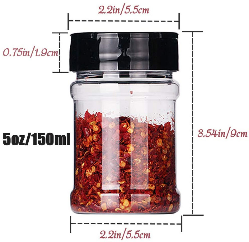 12/20db Üres átlátszó műanyag fűszeres üvegek tartályok fedővel, címkékkel Fűszeres tároló üvegek fűszerek konyhai kiegészítők tárolására