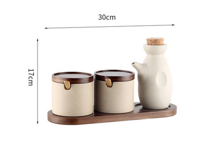 500 ml Sticla de ulei în stil japonez Rezervor de condiment de ceramică de uz casnic Borcan de condiment cu capac Borcan de sare Ulei de măsline Accesorii de bucătărie