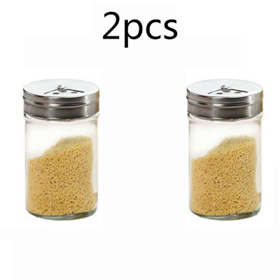 Stiklinis prieskonių butelis prieskonių buteliukas prieskonių puodas nerūdijančio plieno besisukantis dangtis virtuvės reikmenys pipirų plaktuvas kepsninės rinkinys