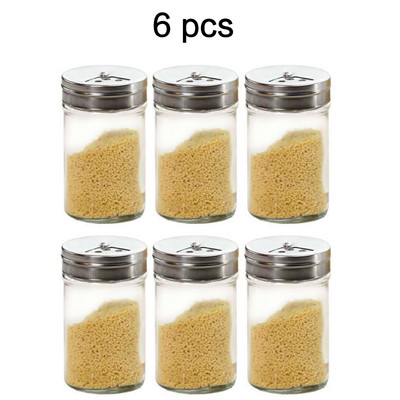 Stiklinis prieskonių butelis prieskonių buteliukas prieskonių puodas nerūdijančio plieno besisukantis dangtis virtuvės reikmenys pipirų plaktuvas kepsninės rinkinys