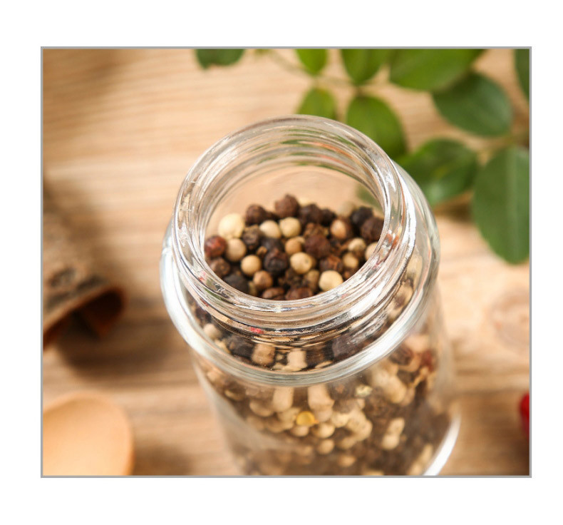 Stiklinis prieskonių butelis prieskonių buteliukas prieskonių puodas nerūdijančio plieno besisukantis dangtis virtuvės reikmenys pipirų plaktuvas kepsninės rinkinys