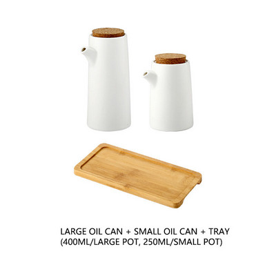 Set de borcane de condimente din ceramică de uz casnic japonez Oală de ulei cu tavă Organizator de condimente Dozator de zahăr Recipient pentru oțet