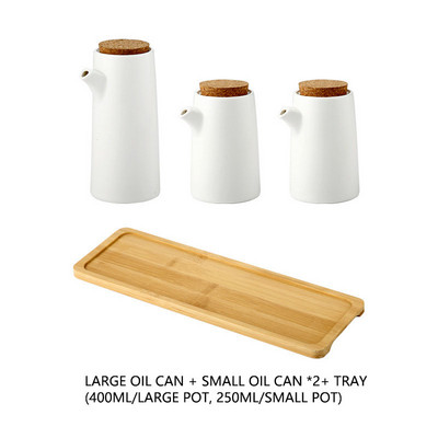 Set de borcane de condimente din ceramică de uz casnic japonez Oală de ulei cu tavă Organizator de condimente Dozator de zahăr Recipient pentru oțet