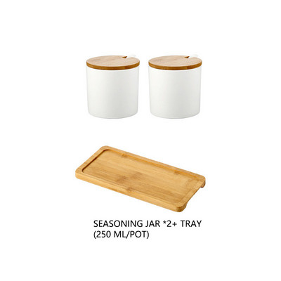Set de borcane de condimente din ceramică de uz casnic japonez Oală de ulei cu tavă Organizator de condimente Dozator de zahăr Recipient pentru oțet