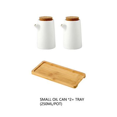 Set de borcane de condimente din ceramică de uz casnic japonez Oală de ulei cu tavă Organizator de condimente Dozator de zahăr Recipient pentru oțet