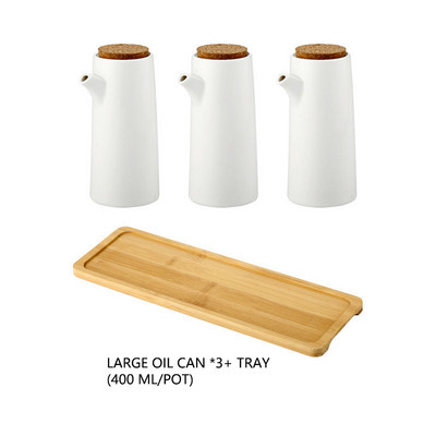 Set de borcane de condimente din ceramică de uz casnic japonez Oală de ulei cu tavă Organizator de condimente Dozator de zahăr Recipient pentru oțet