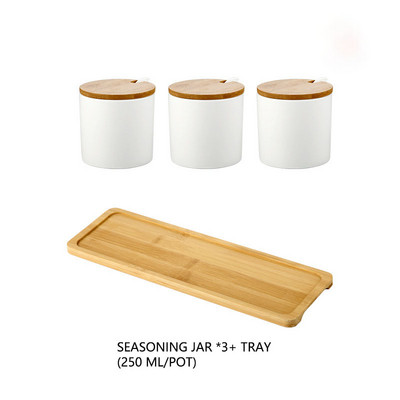 Set de borcane de condimente din ceramică de uz casnic japonez Oală de ulei cu tavă Organizator de condimente Dozator de zahăr Recipient pentru oțet