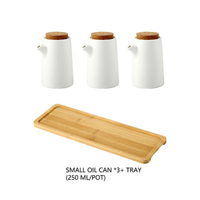 Set de borcane de condimente din ceramică de uz casnic japonez Oală de ulei cu tavă Organizator de condimente Dozator de zahăr Recipient pentru oțet