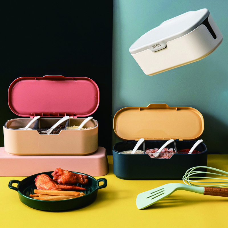 Nordic Style sós és borsos fűszeres tégelyes fűszerezés rendszerező doboz három rácsos fűszer tároló doboz fűszertartó konyhai kanna szettek