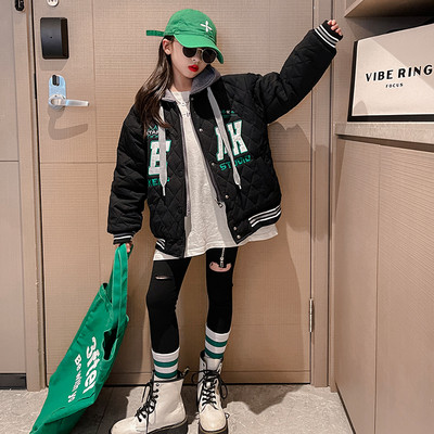 Dječja sportska jakna s kapuljačom i vezom za djevojčice